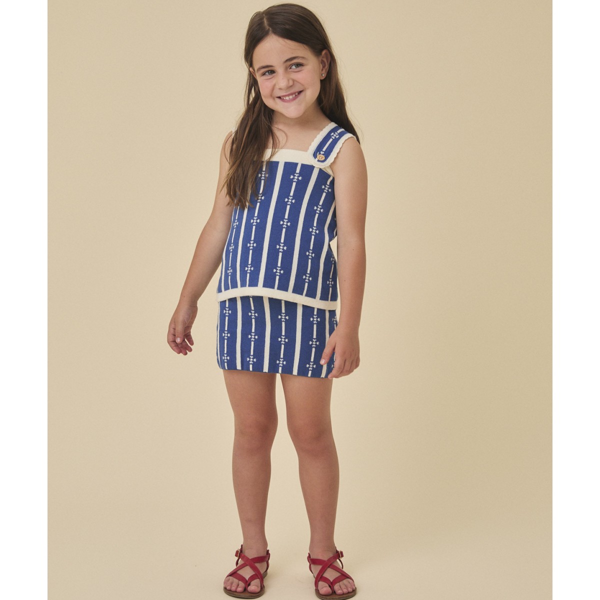 Marine Flower Top & Mini Skirt