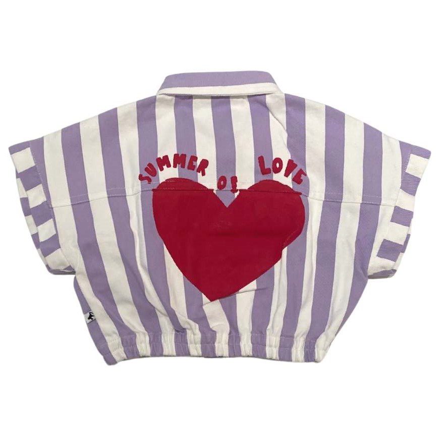 Lilac Bold Stripe Denim Jacket