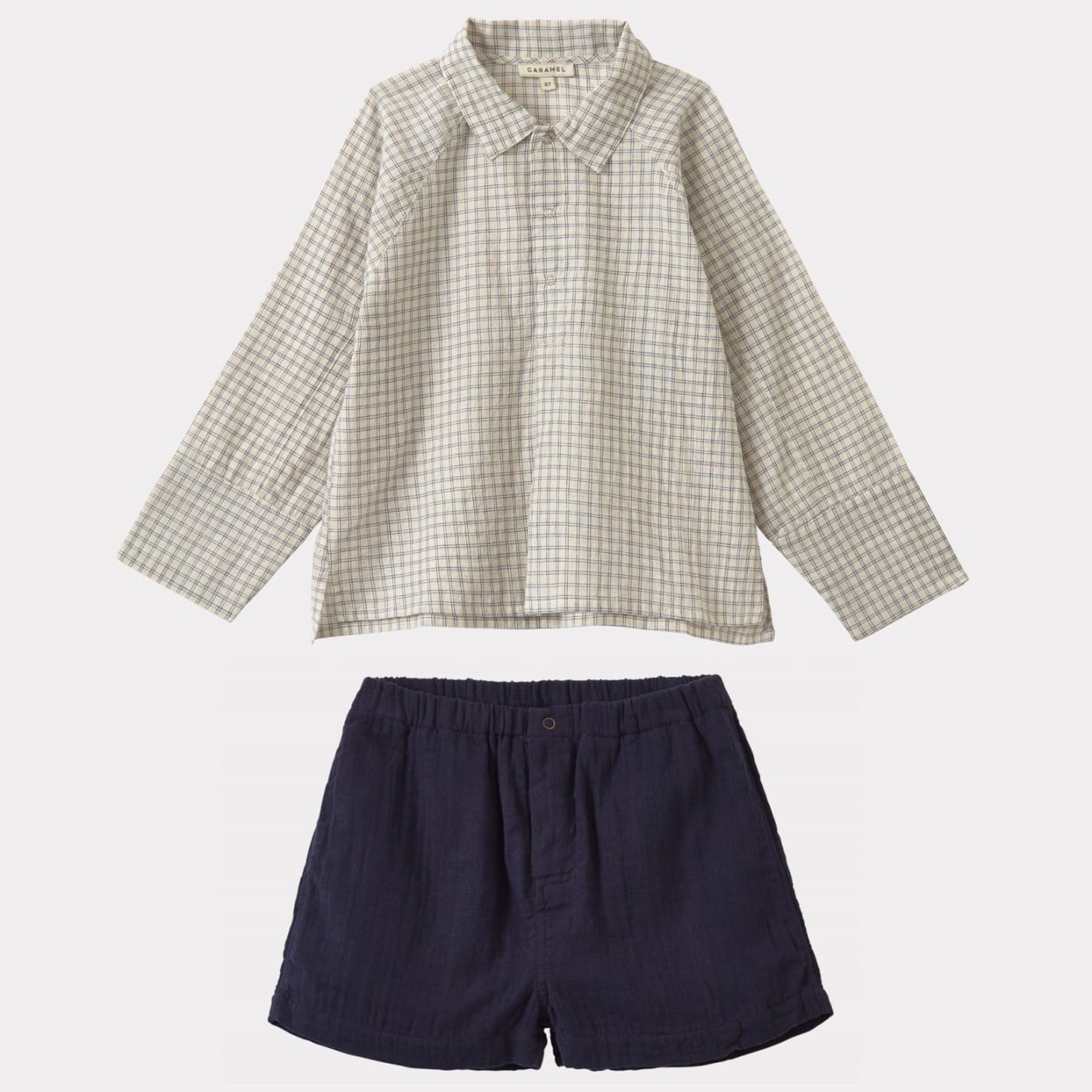 Burdock Shirt & Apium Shorts | White/Navy Check/Navy