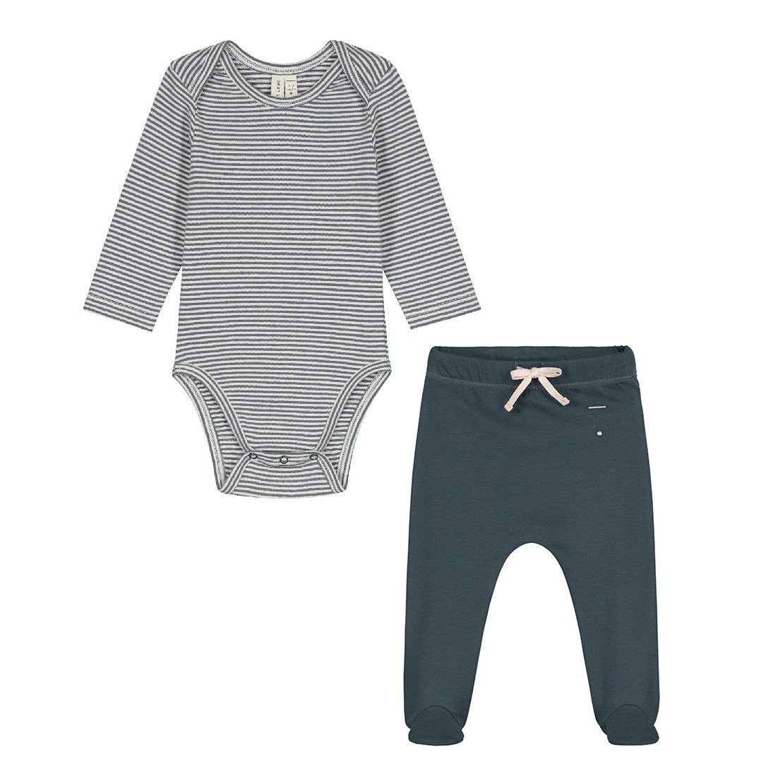 Blue Grey/Cream L/S Onesie & Blue Grey Footies
