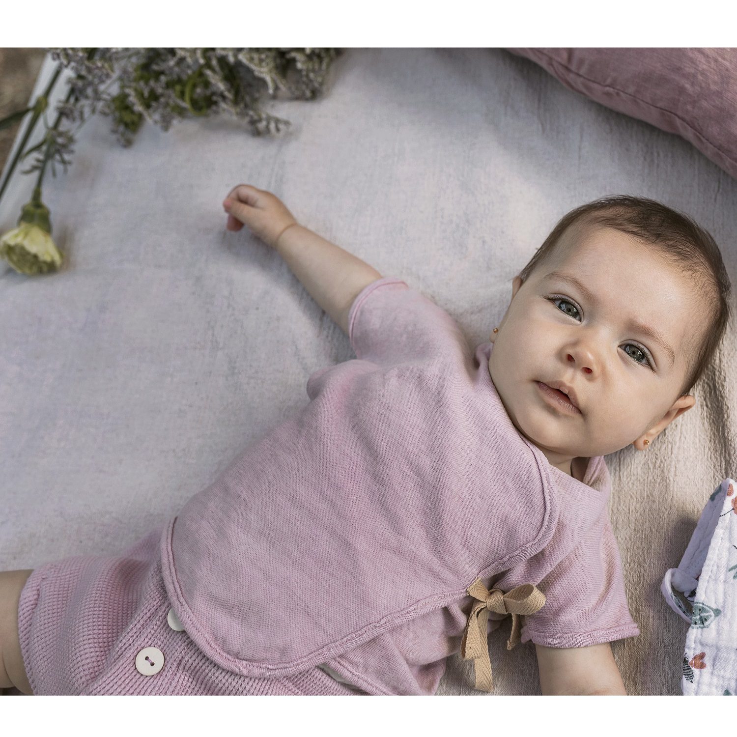 Cotton-Linen Top & Waffle Bloomers | Mauve Pink