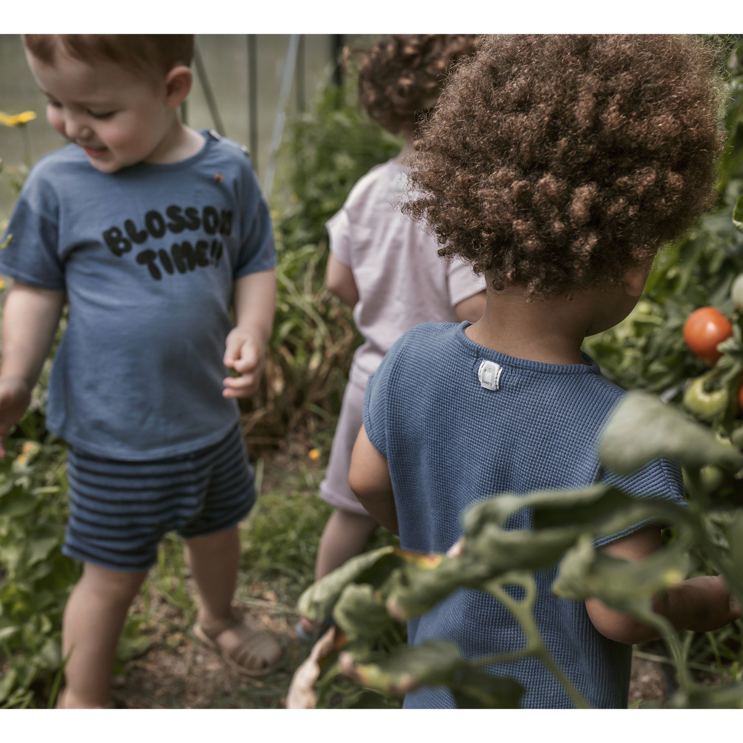 Blossom Time Slub Cotton T-Shirt & Stripe Terry Short