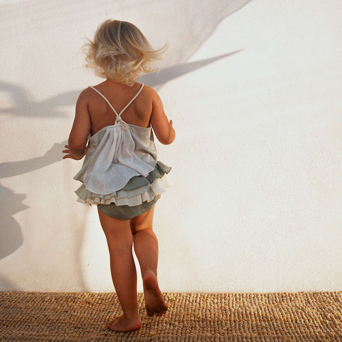 Beige Blouse W/ Straps & Culotte With Frill | Green