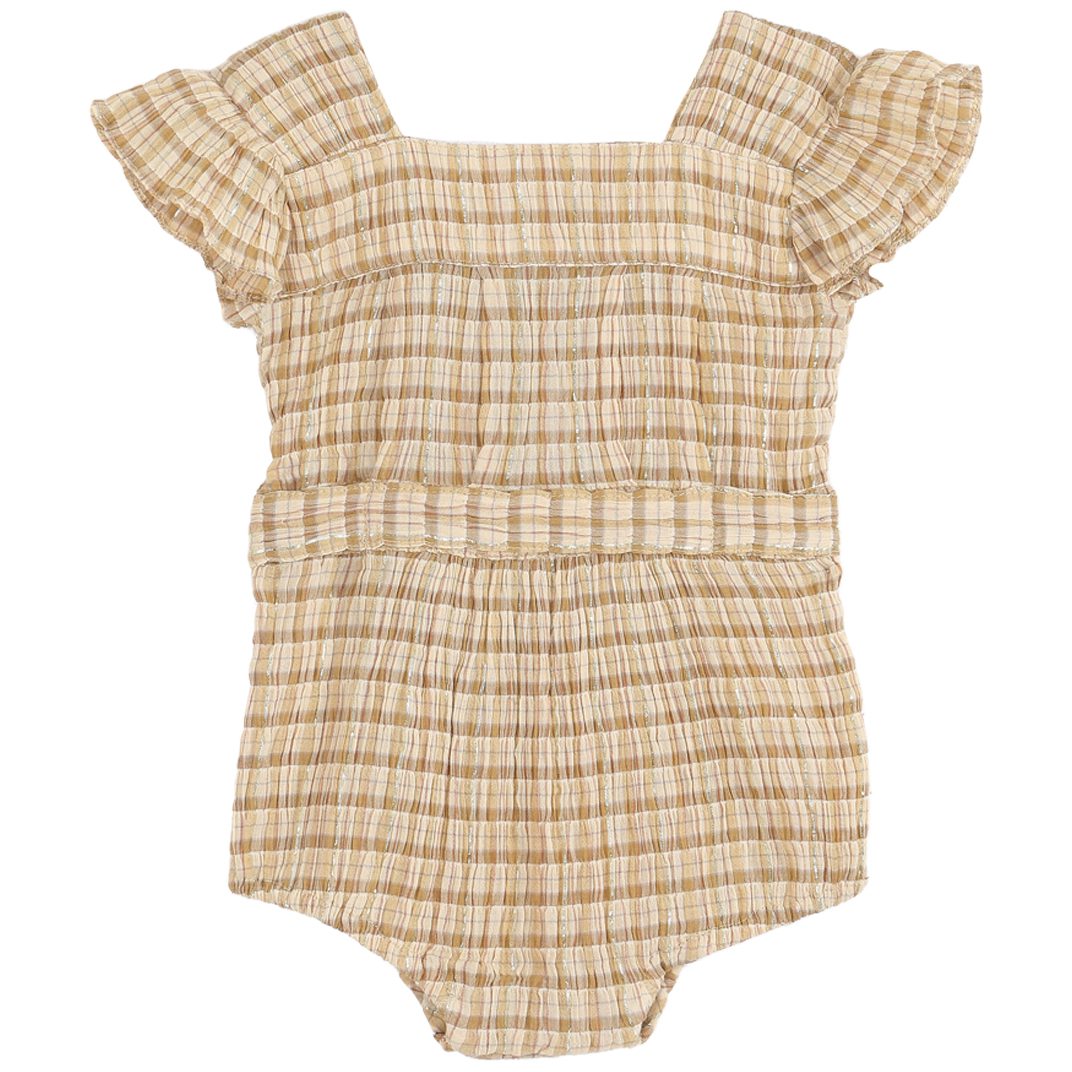Beige Checkered Romper