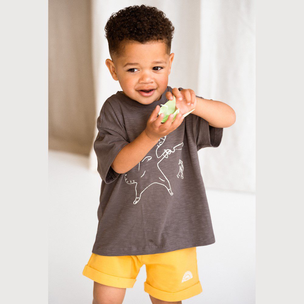 Oversized Tee & Bermuda | Granite/Sunset Gold