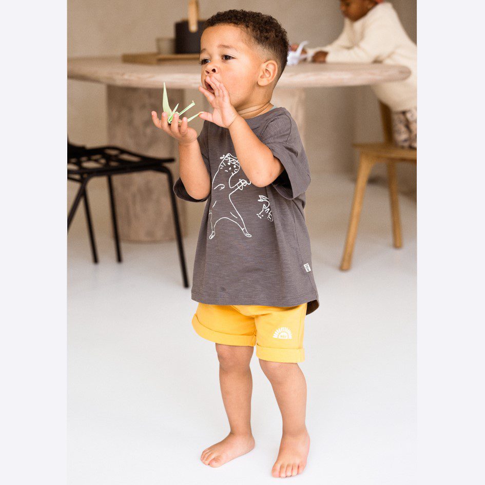 Oversized Tee & Bermuda | Granite/Sunset Gold