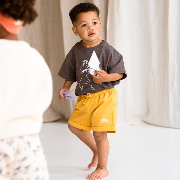 Oversized Tee & Bermuda | Granite/Sunset Gold