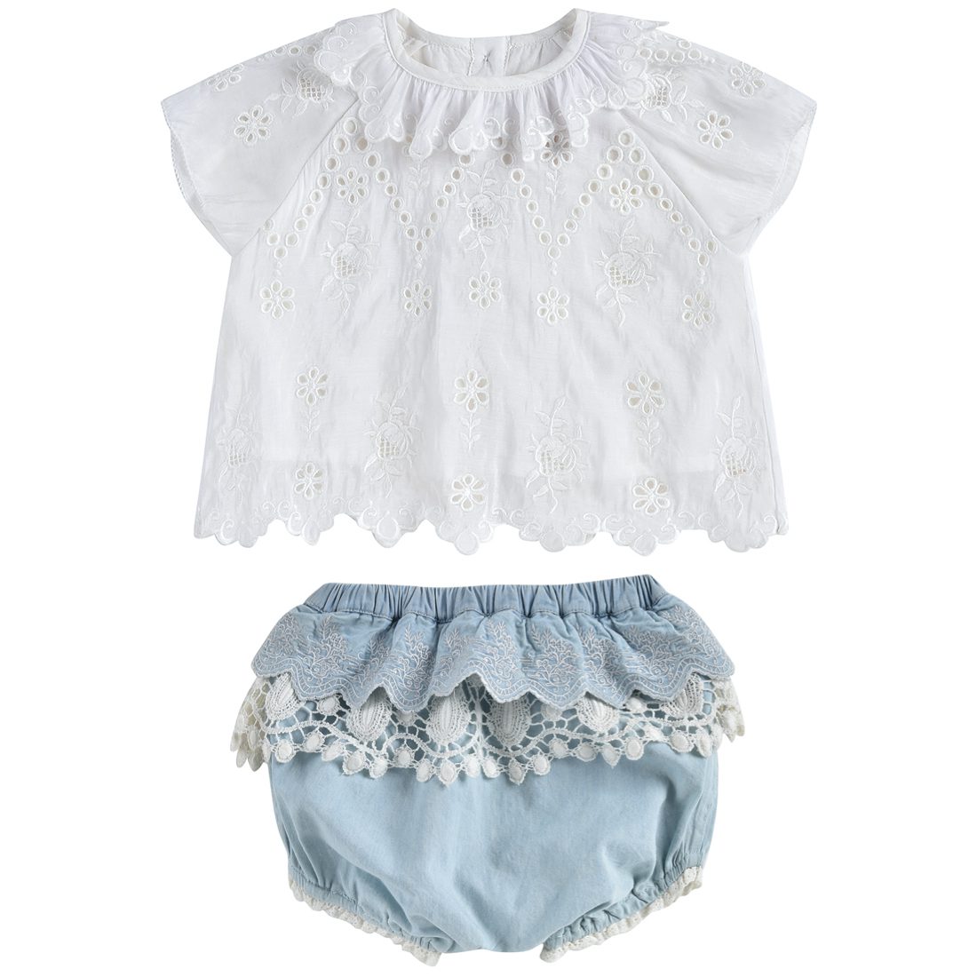 Blouse Sandrine Off-White & Bloomers Carlosa Chambray