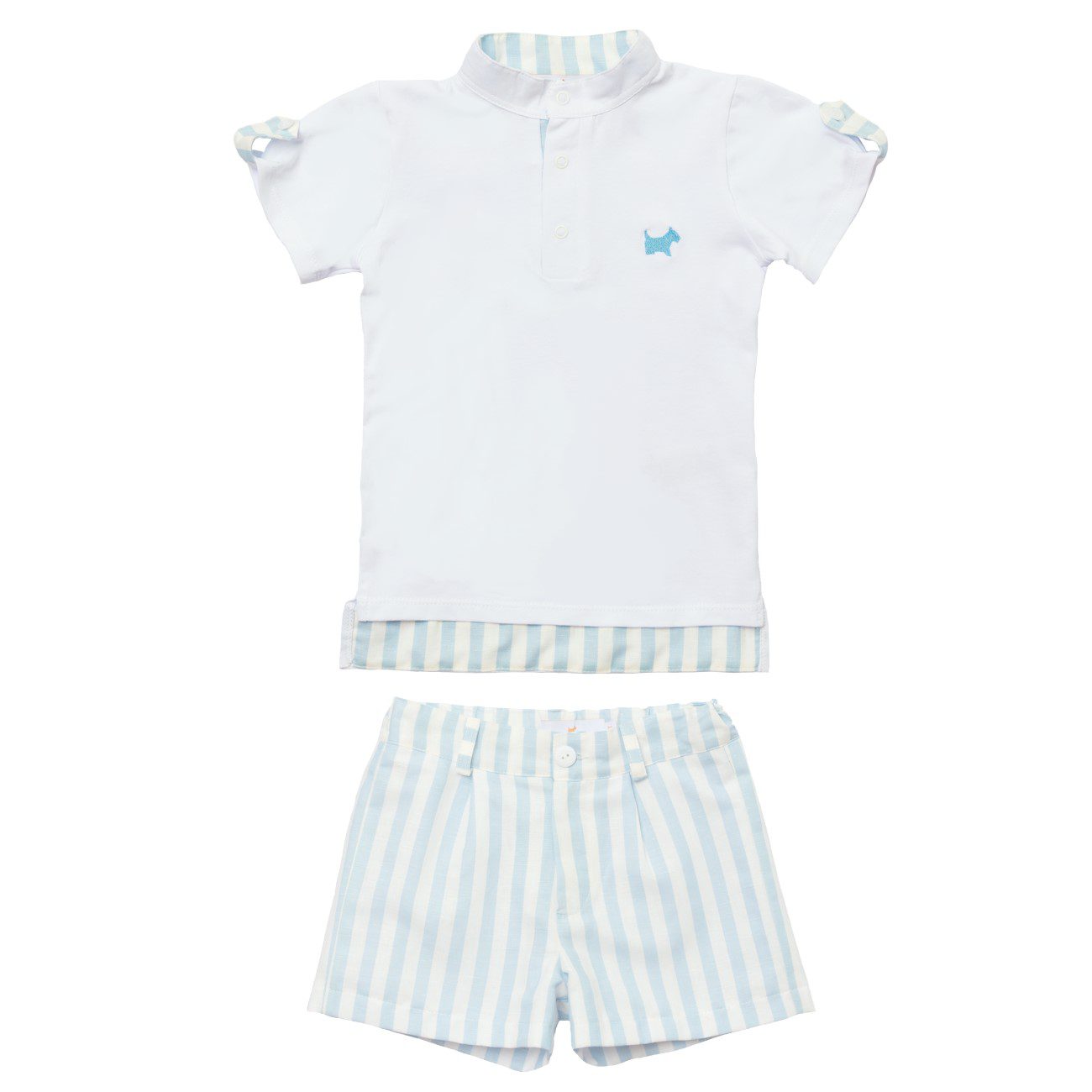 Blue Stripes Logo Boy Polo & Blue Delight Boy Shorts