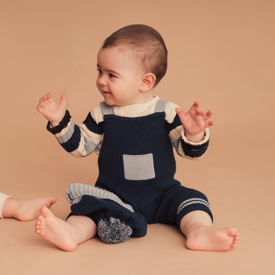 Broke Ribbed Jumpsuit & Striped Ribbed Sweater