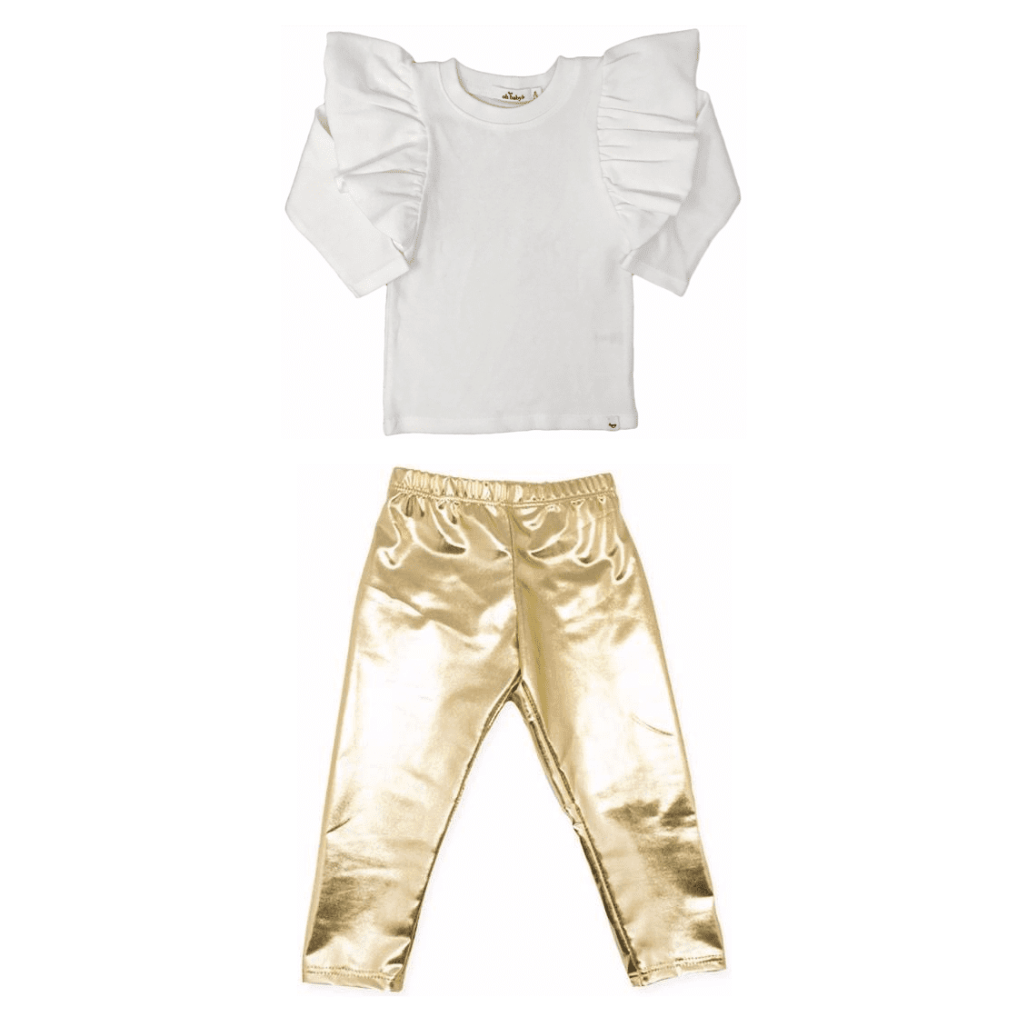 Butterfly Sleeve Tee Cream & Gold Leggings