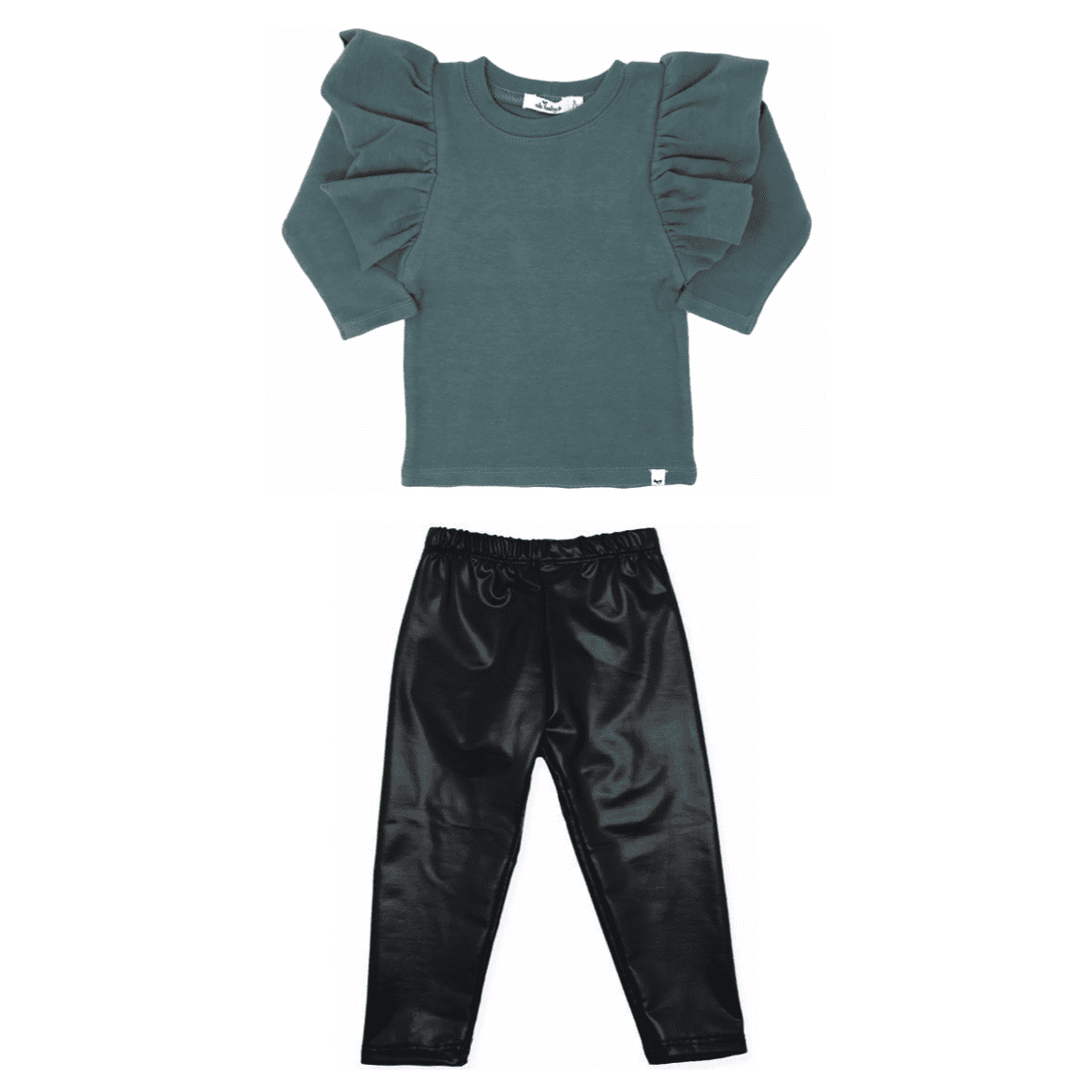 Butterfly Sleeve Tee Sea & Black Leggings