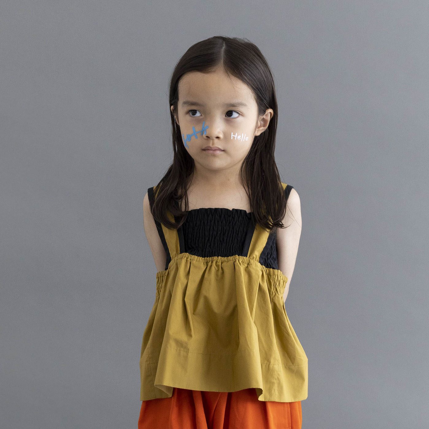 Bicolor Shirring Tops | Gold X Black