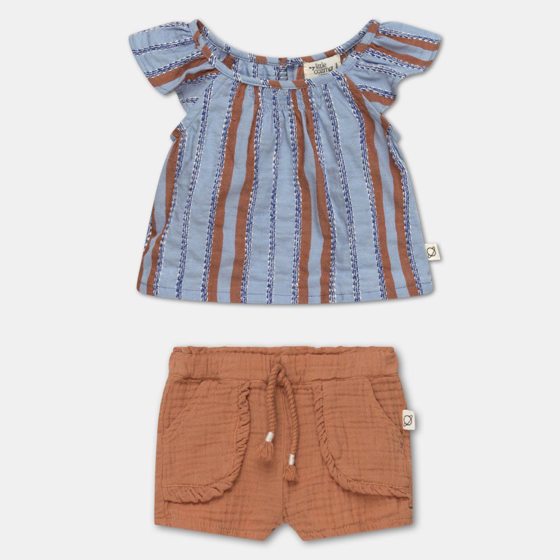 Carole Striped Denim Blouse & Stella Gauze Shorts