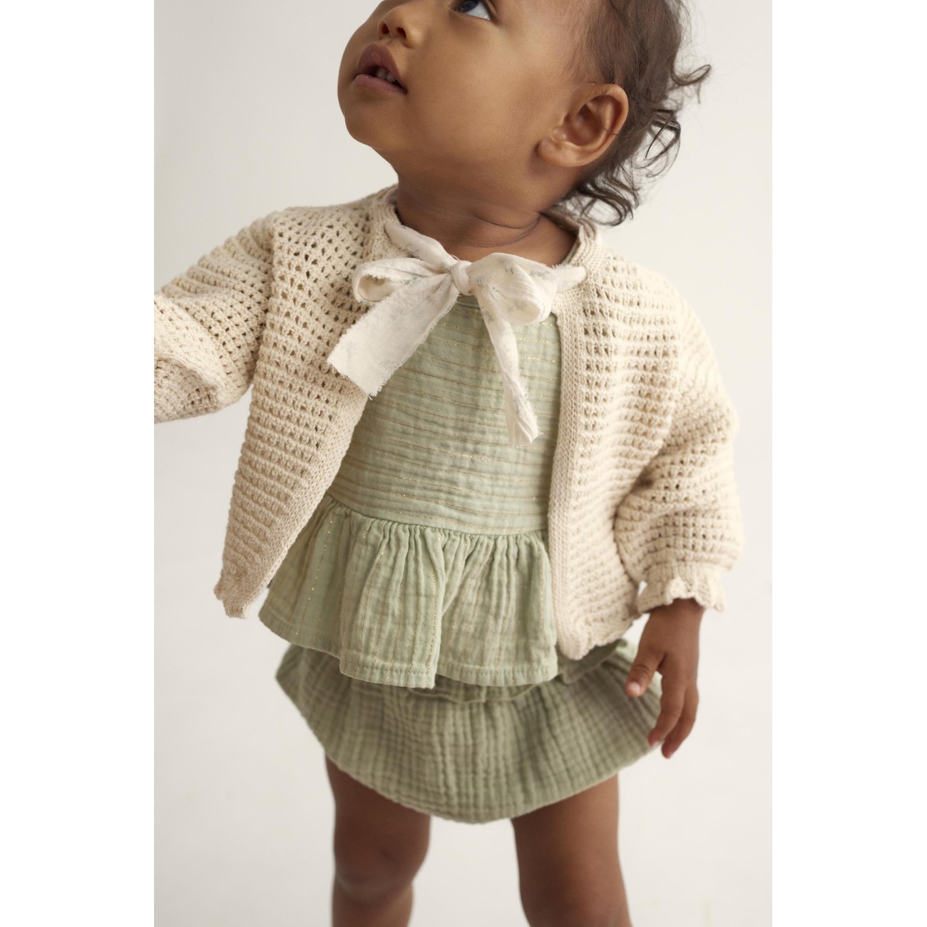 Vera Striped Gauze Top & Sasha Gauze Shorts | Tender Green