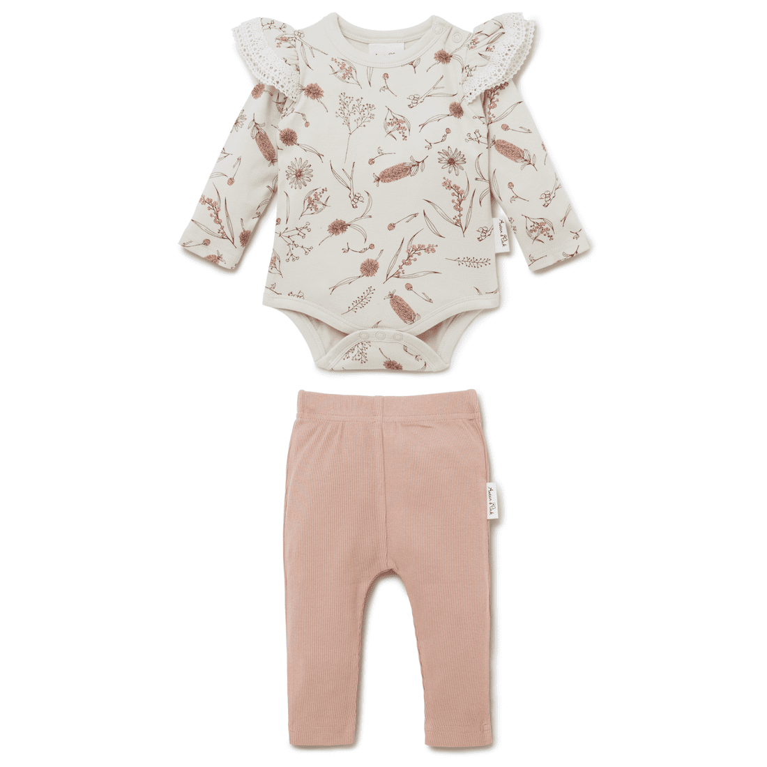 Cameo Rose Rib Leggings & Native Flora Onesie