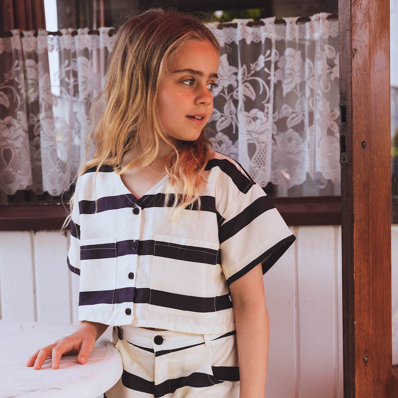 Wide Top & Wide Shorts | Stripes Black