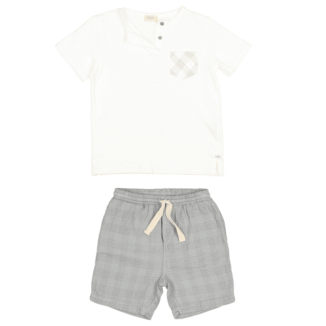 Check Pocket T-Shirt & Check Bermuda | White & Cloud
