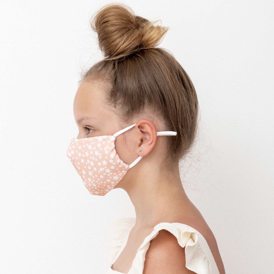 Child Star Print Face Mask | Peach Pink