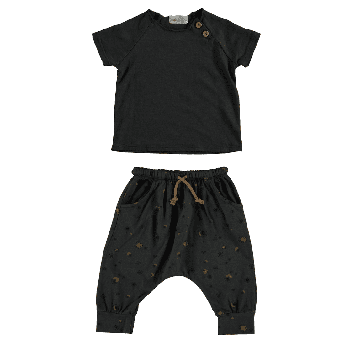 Cotton T-Shirt & Printed Pants Anthracite