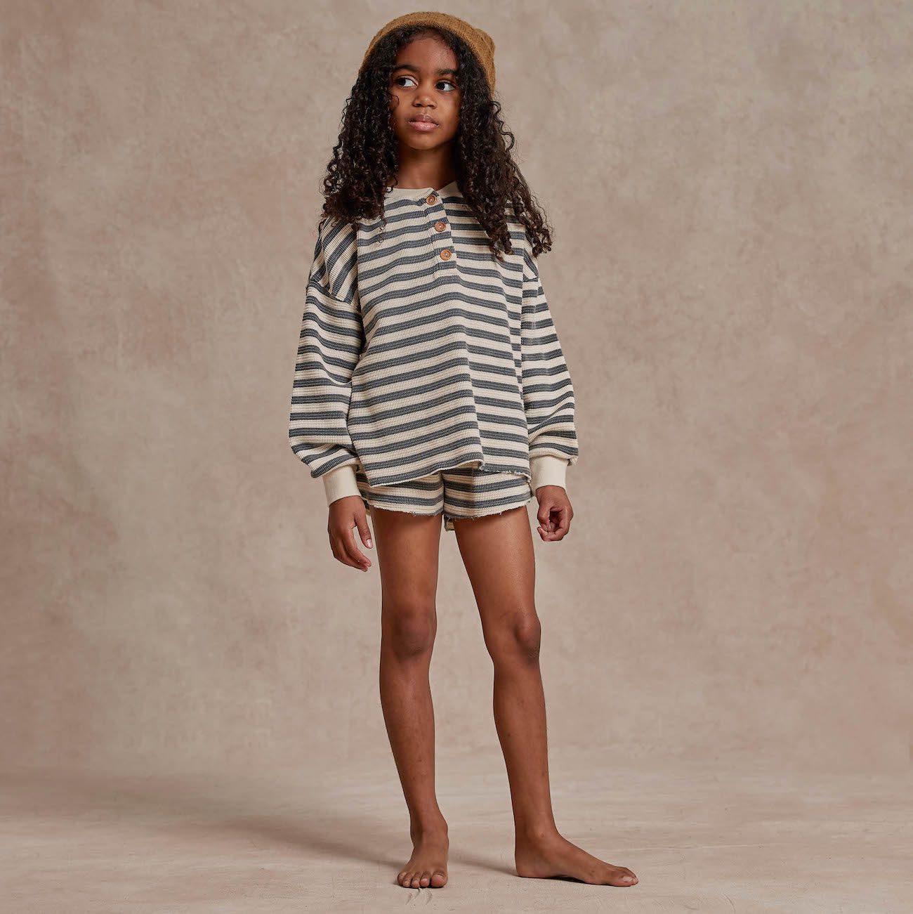 Waffle Knit Set | Navy Stripe