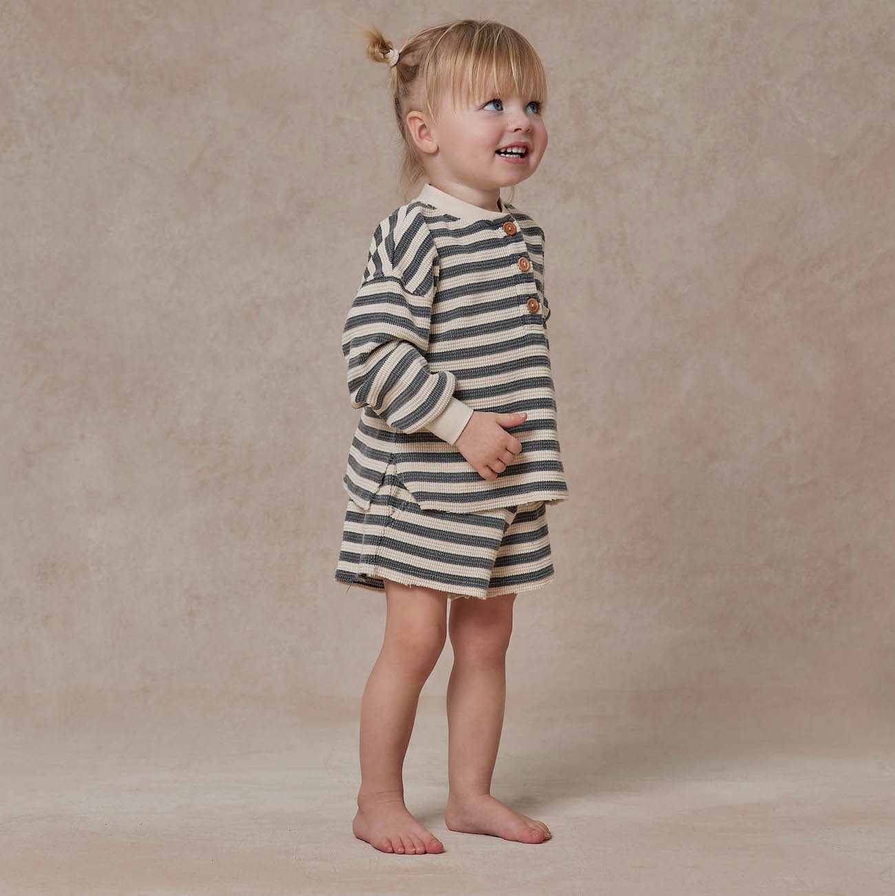 Waffle Knit Set | Navy Stripe