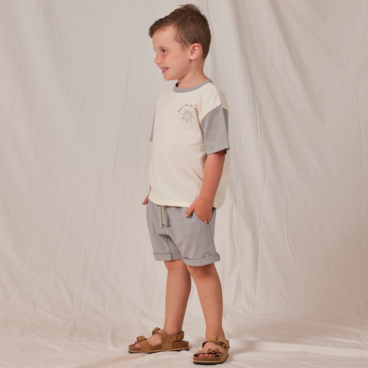 Contrast Short Sleeve Tee & Relaxed Short | Sun/Slate