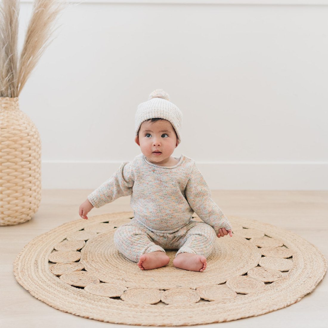 Crew Knit Sweater & Knit Rib Legging | Fog