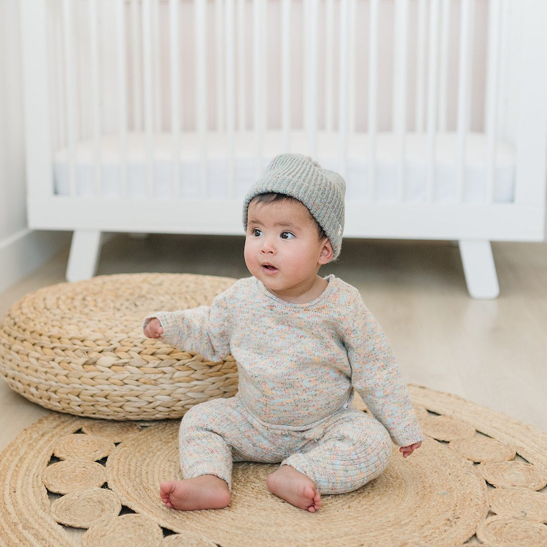 Crew Knit Sweater & Knit Rib Legging | Fog