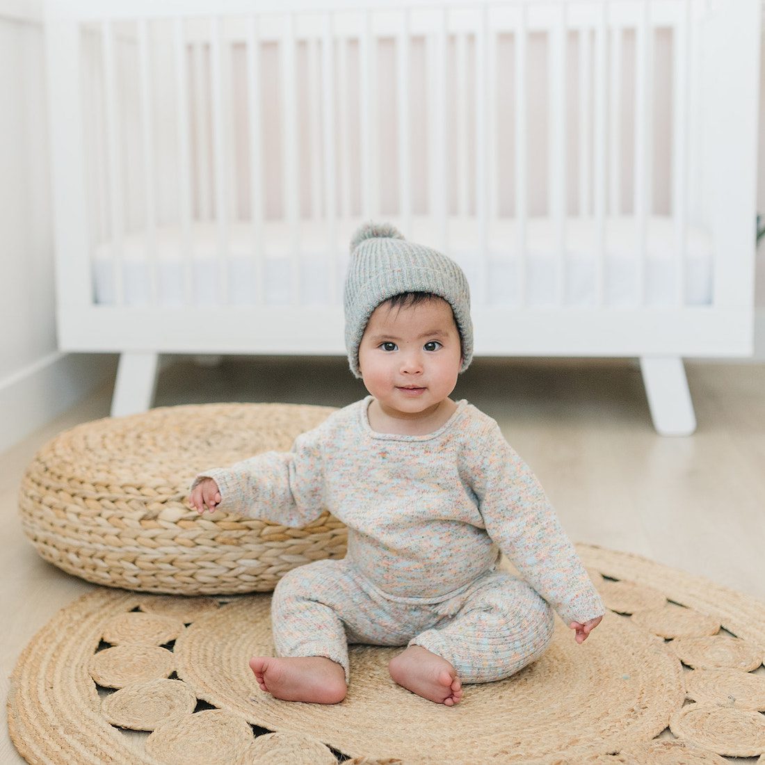 Crew Knit Sweater & Knit Rib Legging | Fog