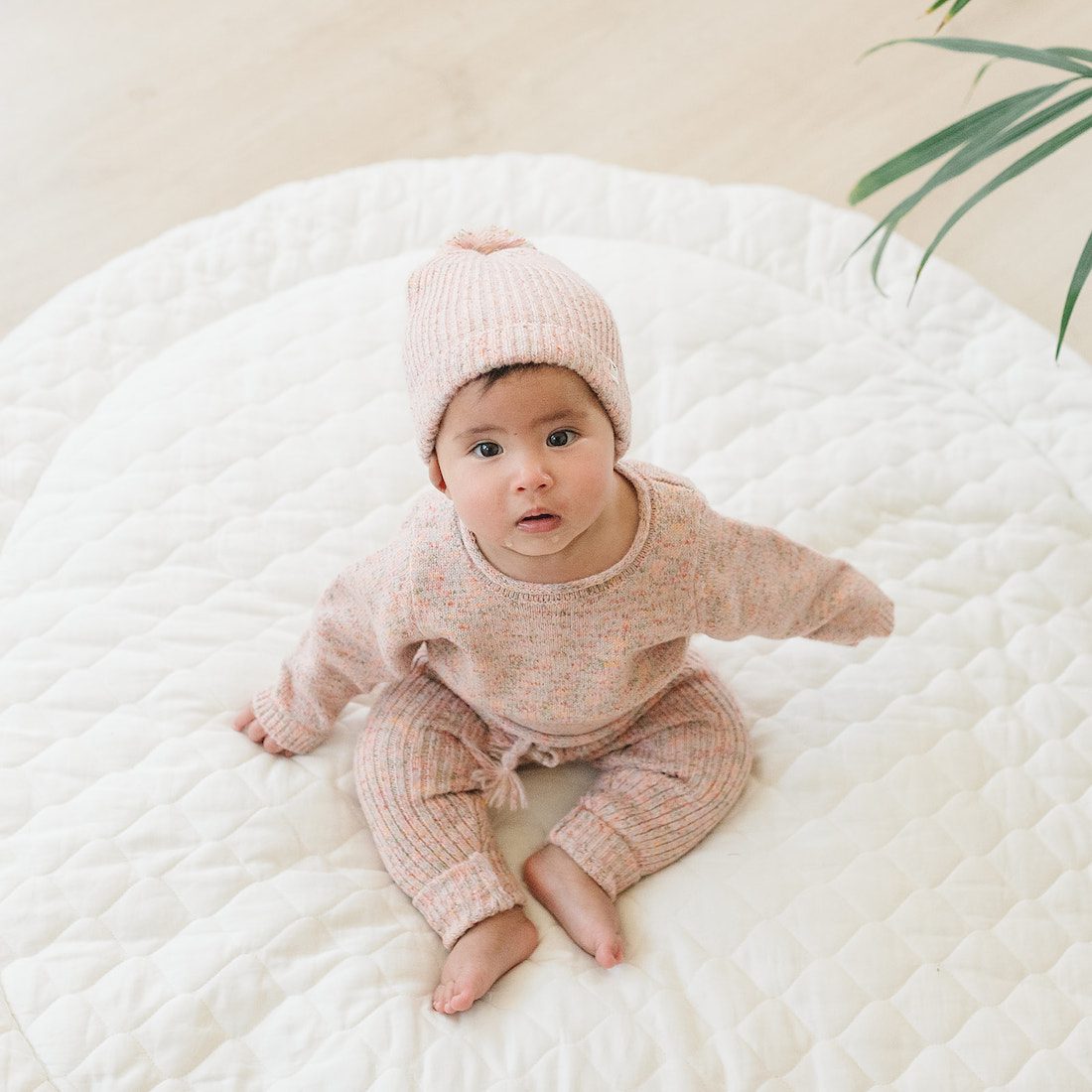 Crew Knit Sweater & Knit Rib Legging | Fog