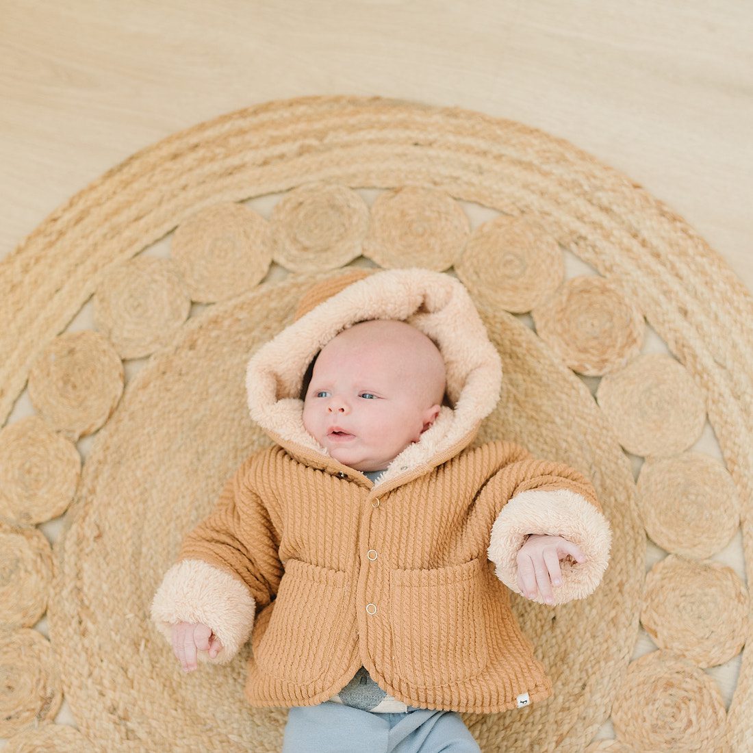 Hooded Cable Knit Jacket W/Snowdrift Lining | Latte