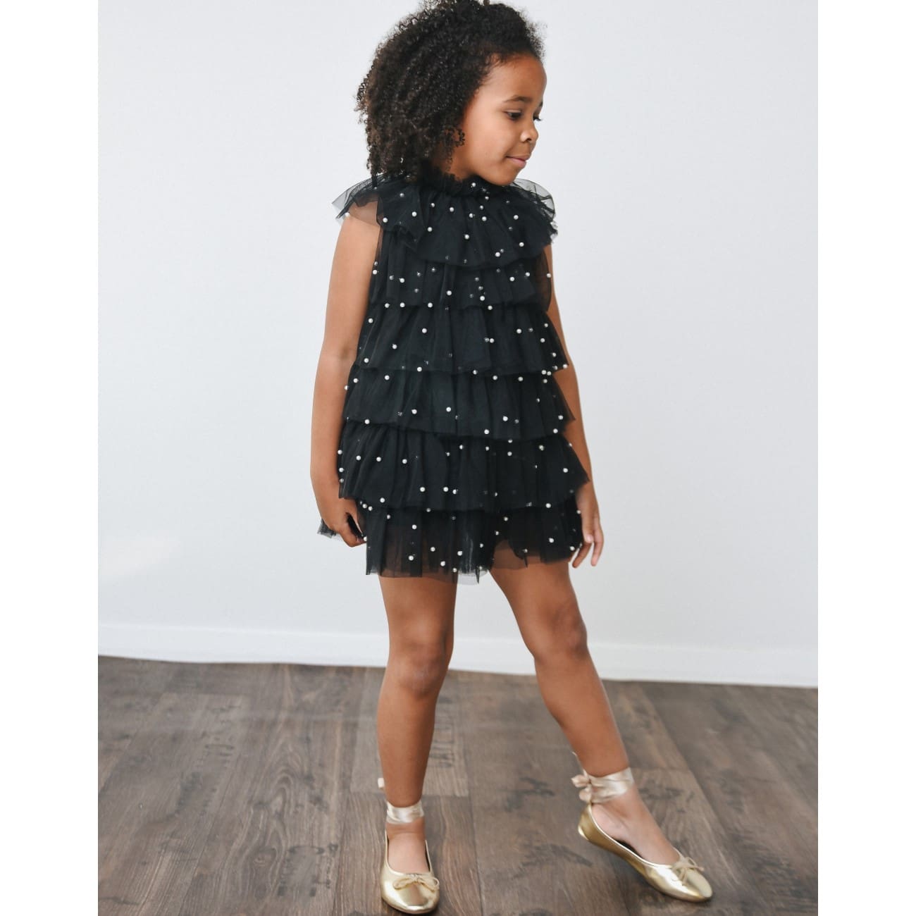 Pearl Tutully Tiered Tulle Tutu Dress | Black