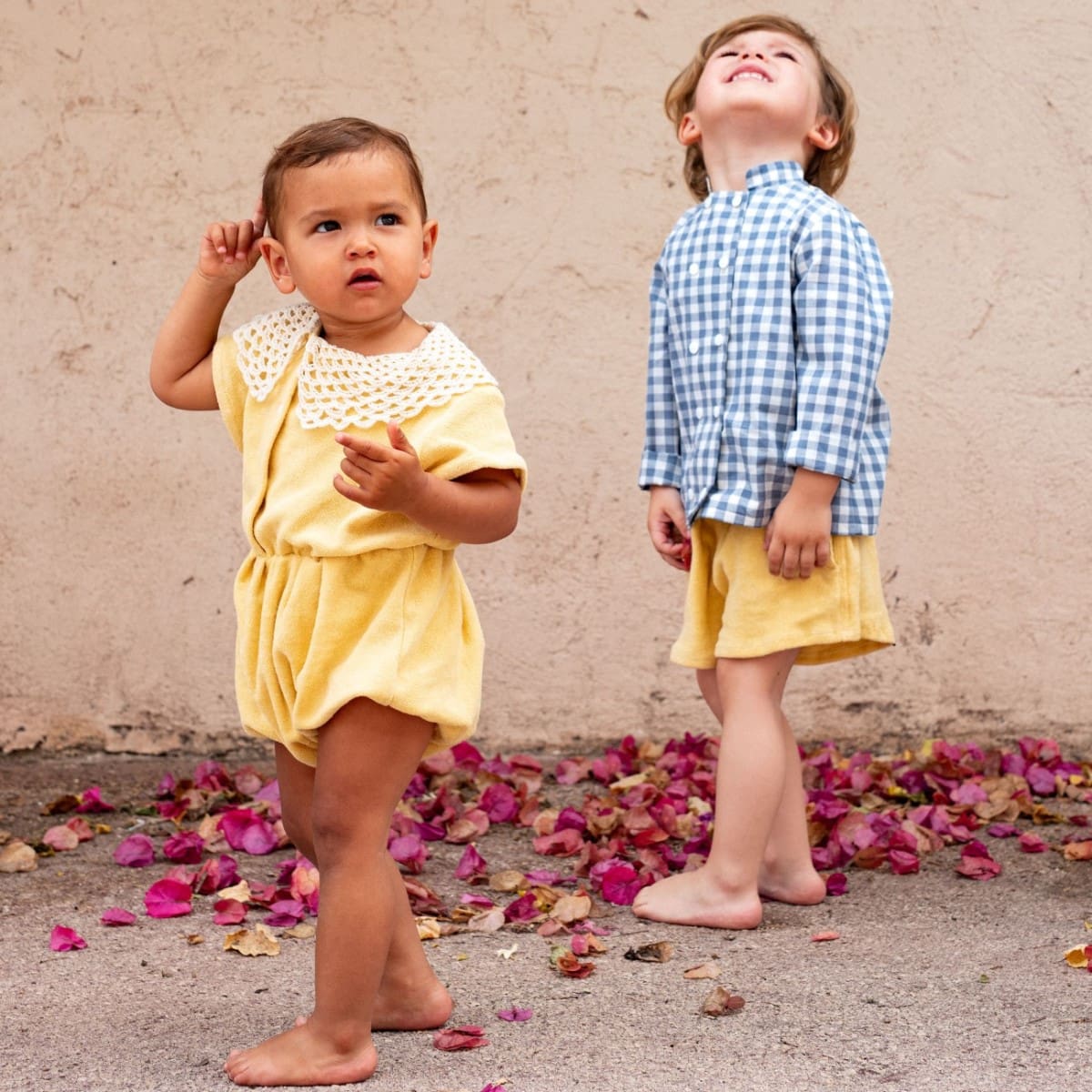Kombu Blouse & Tagal Shorts | Blue Gingham/Yellow Terry