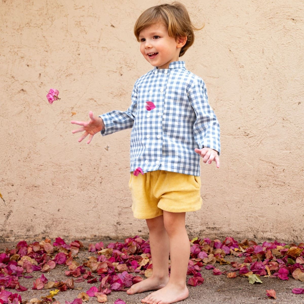 Kombu Blouse & Tagal Shorts | Blue Gingham/Yellow Terry