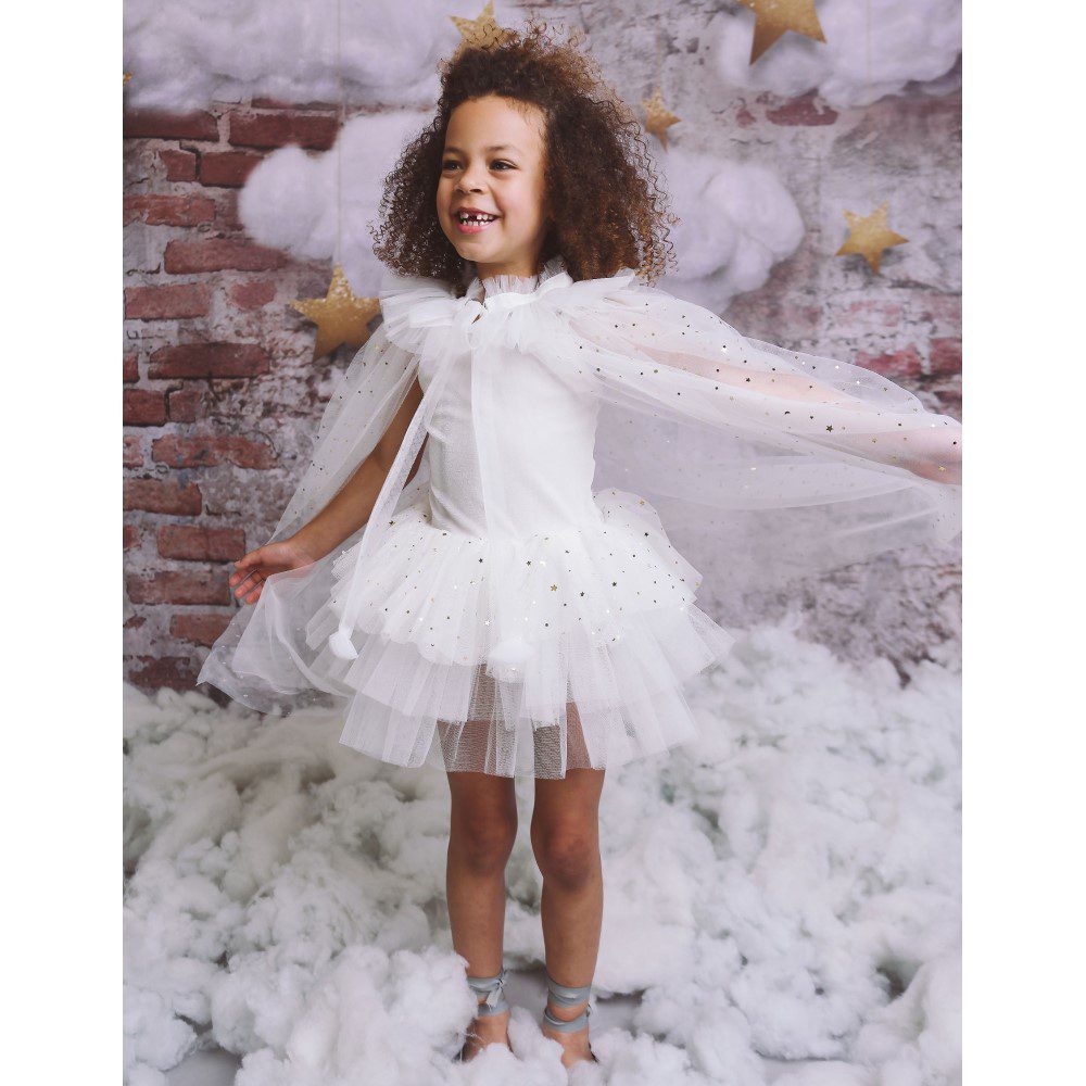 Velvet Stars & Moons Dress | Off White