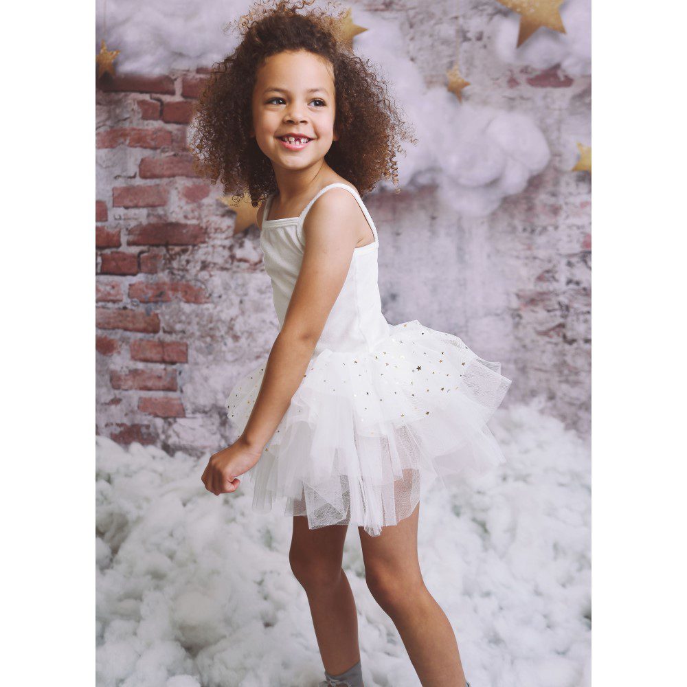 Velvet Stars & Moons Dress | Off White