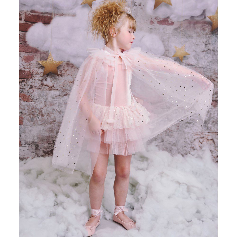 Velvet Stars & Moons Dress | Ballet Pink