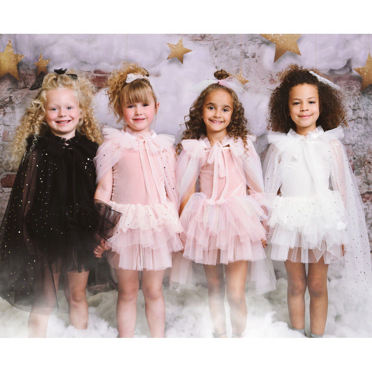 Stars & Moon Tulle Long Cape | Black