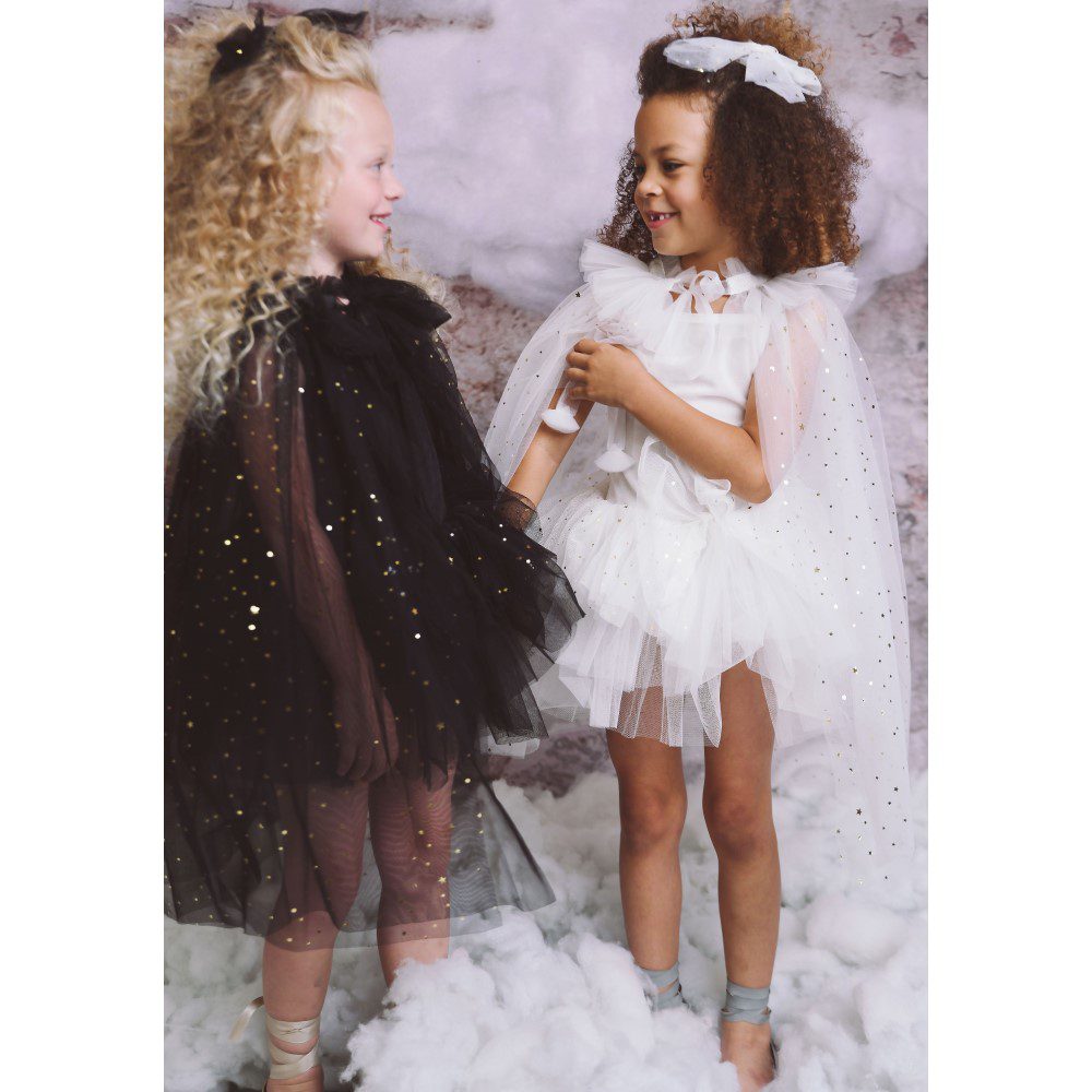 Stars & Moon Tulle Long Cape | Black