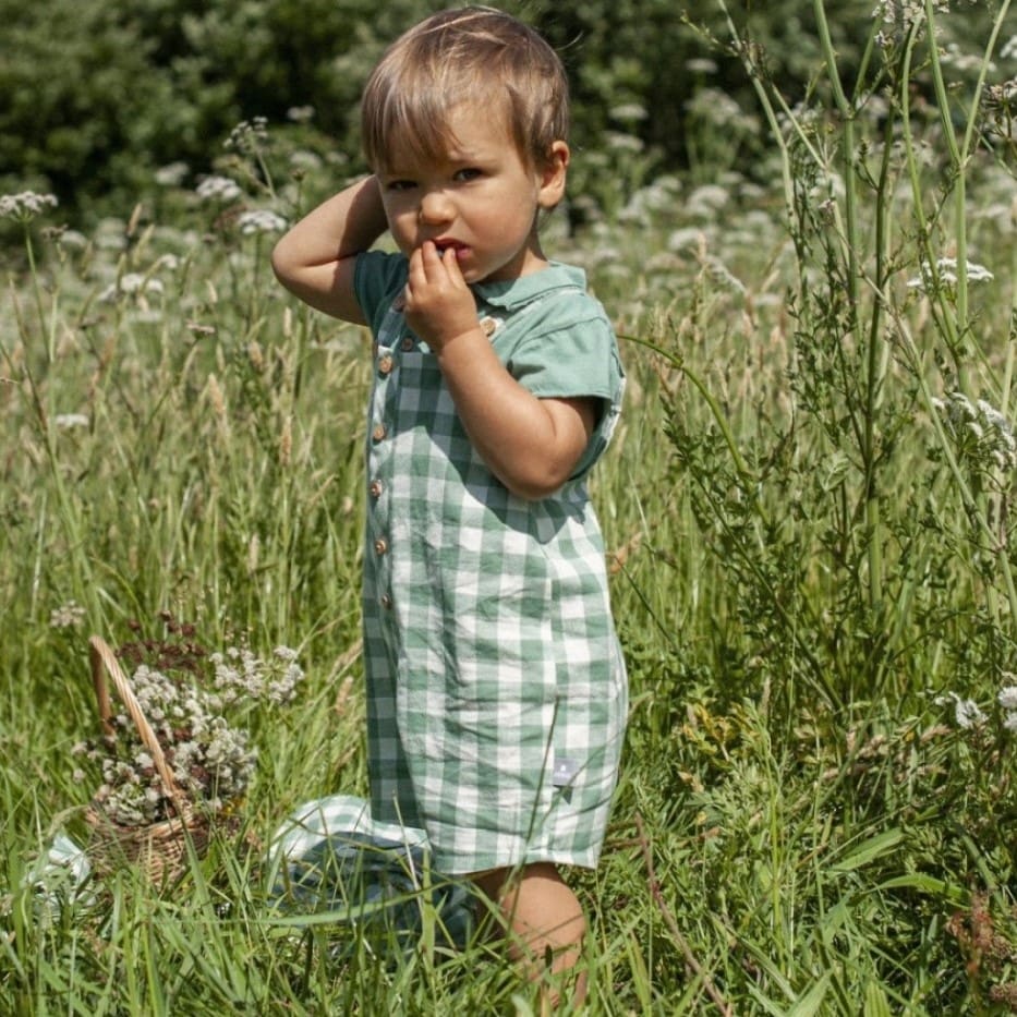 Plain Tshirt & Dungaree Shorts Checkered