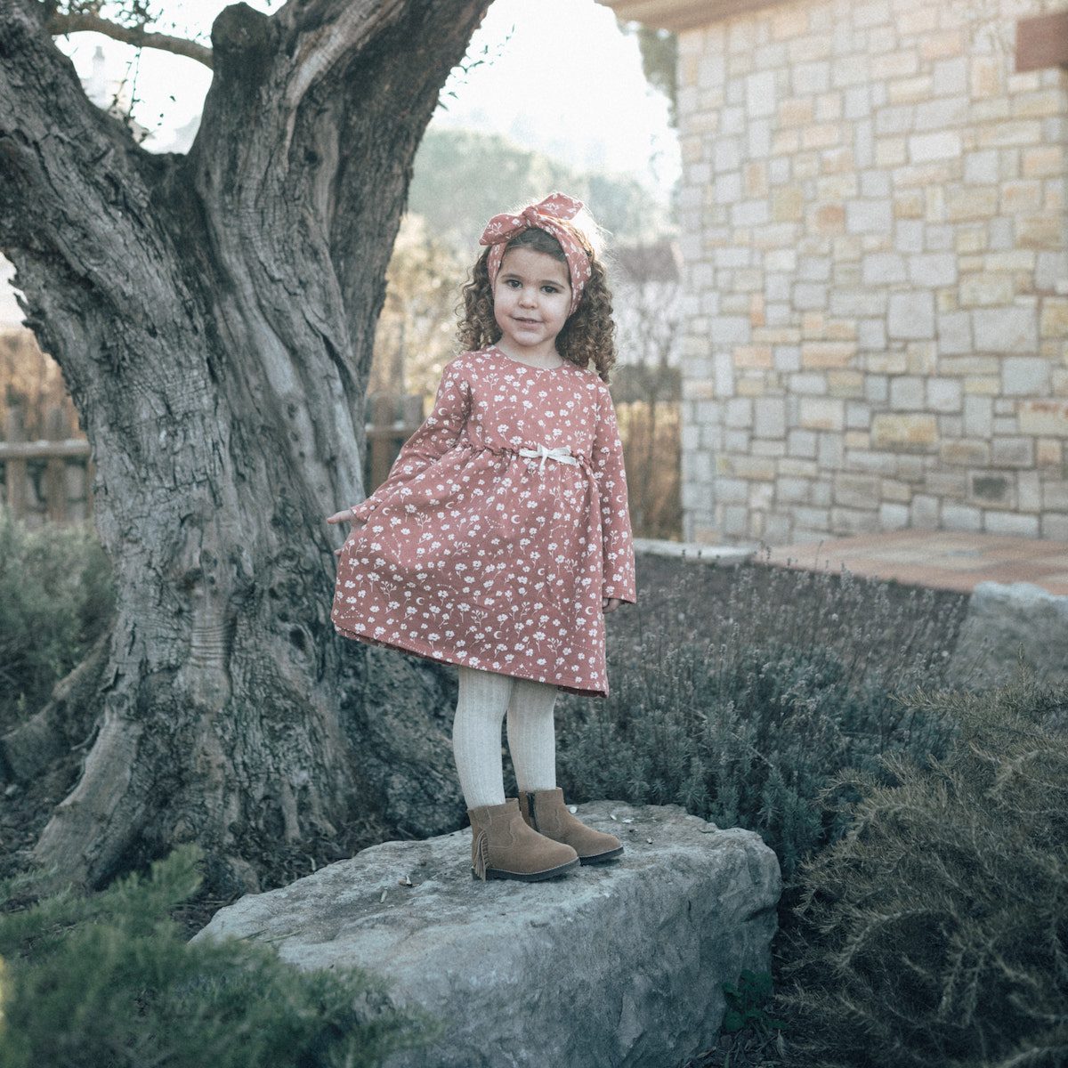 Terracotta Cosmic Flower Dress