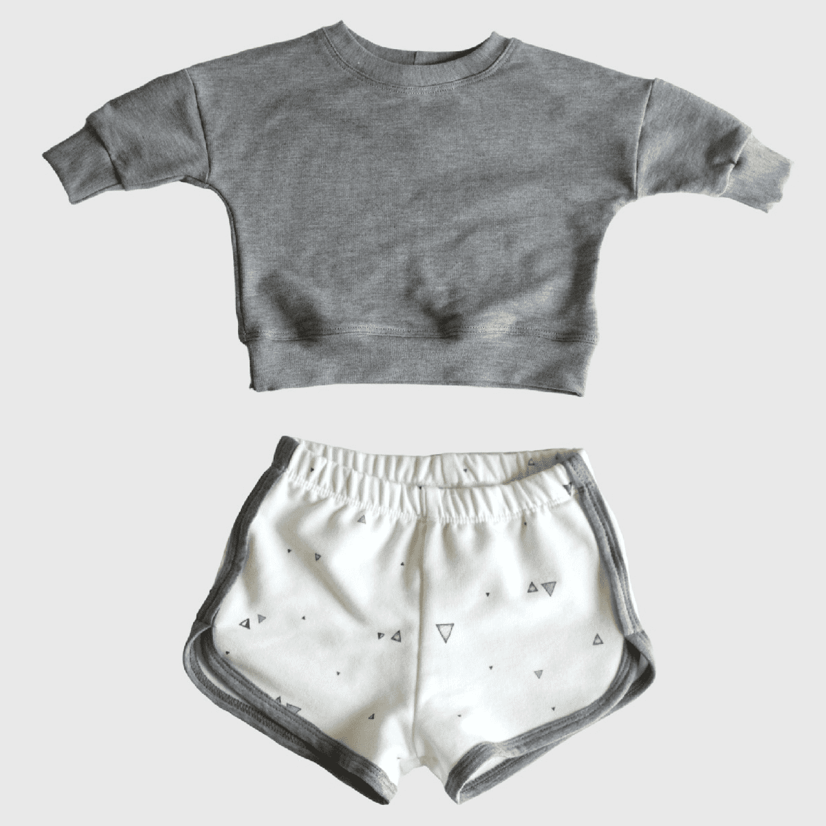 Drop Shoulder Sweatshirt & Track Shorts | Grey