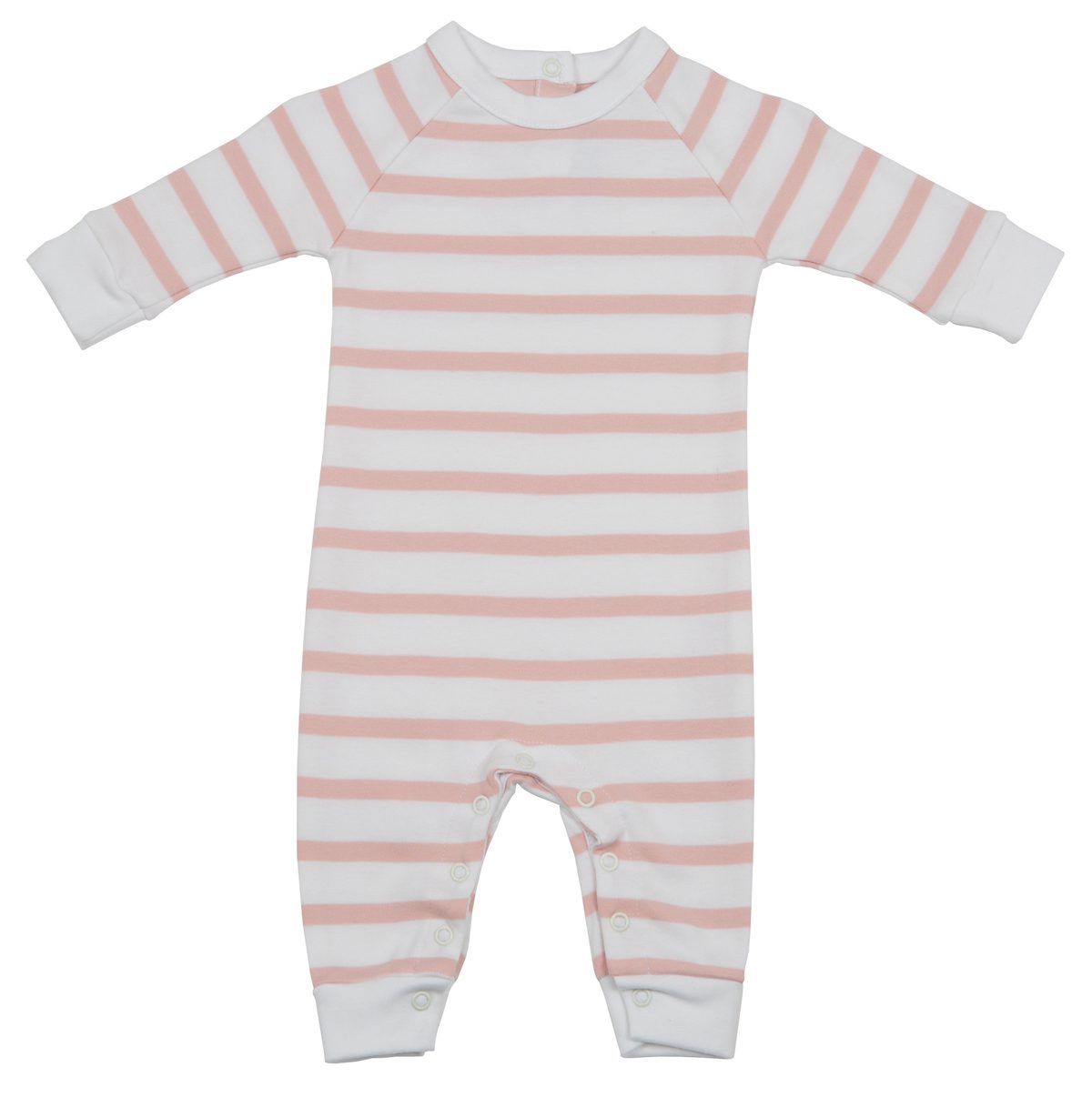 Dusty Pink & White Breton Stripe All-In-One