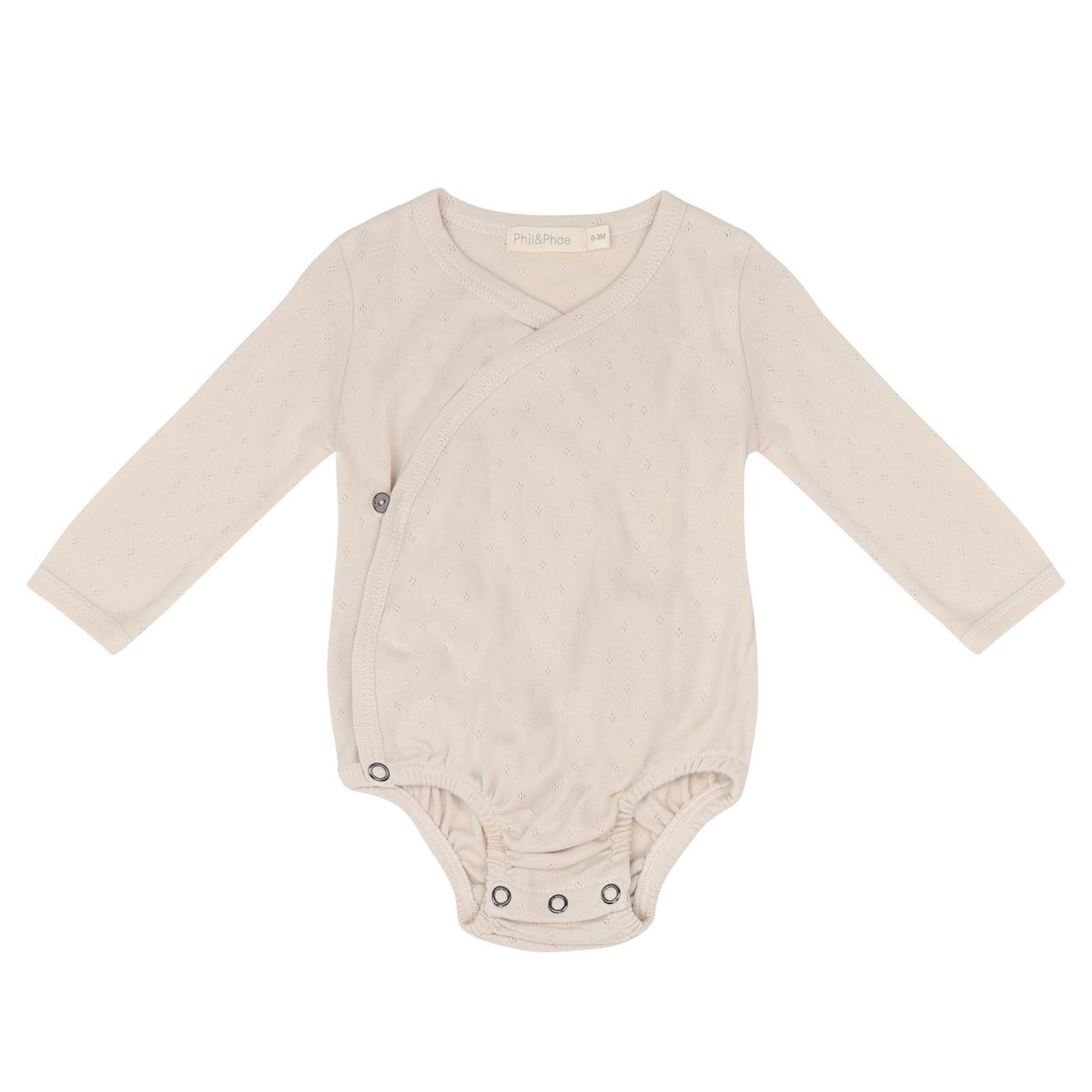 Oatmeal Crossover Bodysuit L/S Pointelle