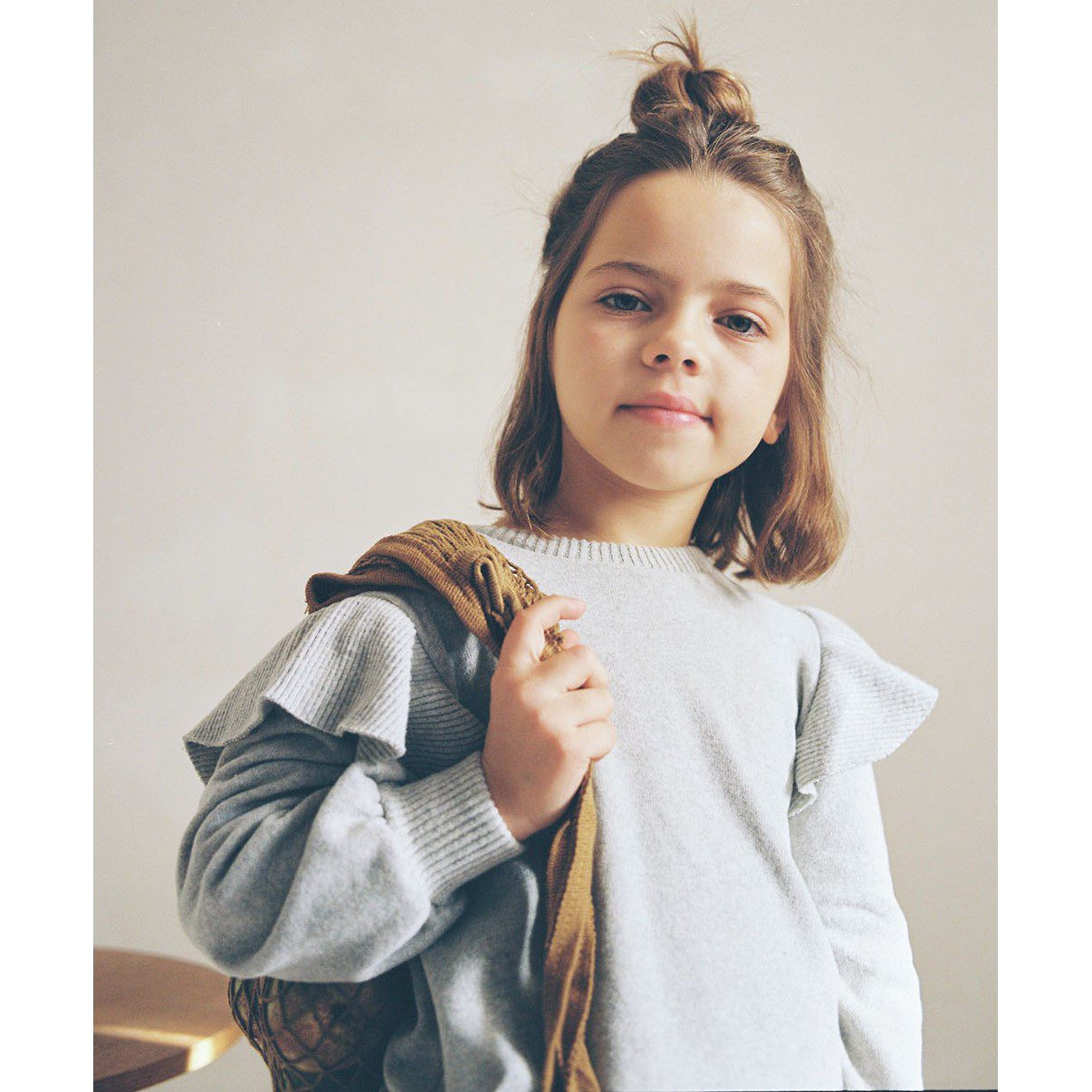 Camille Light Grey Ruffle Sweater