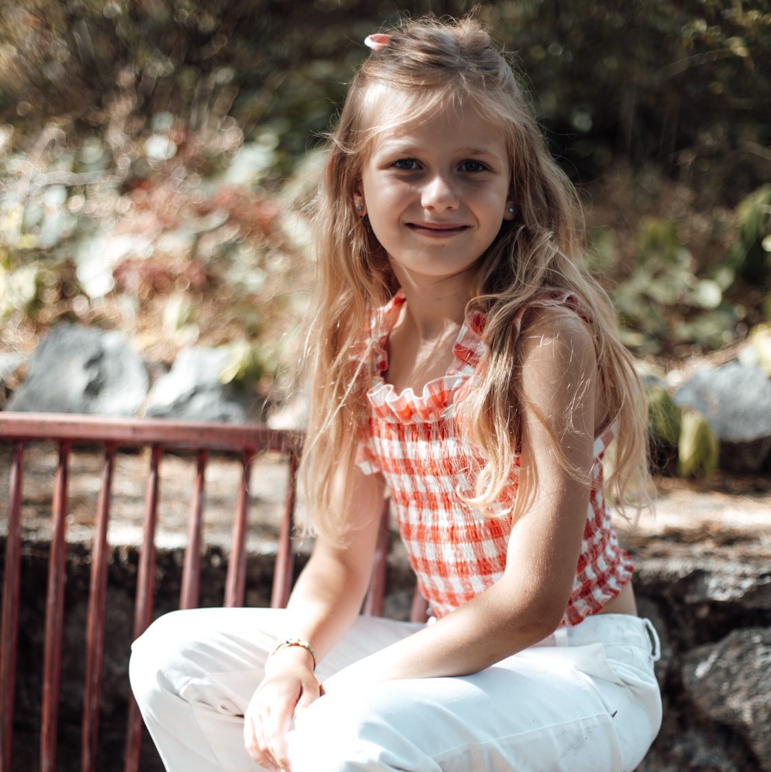 Red Rubberized Gingham Top