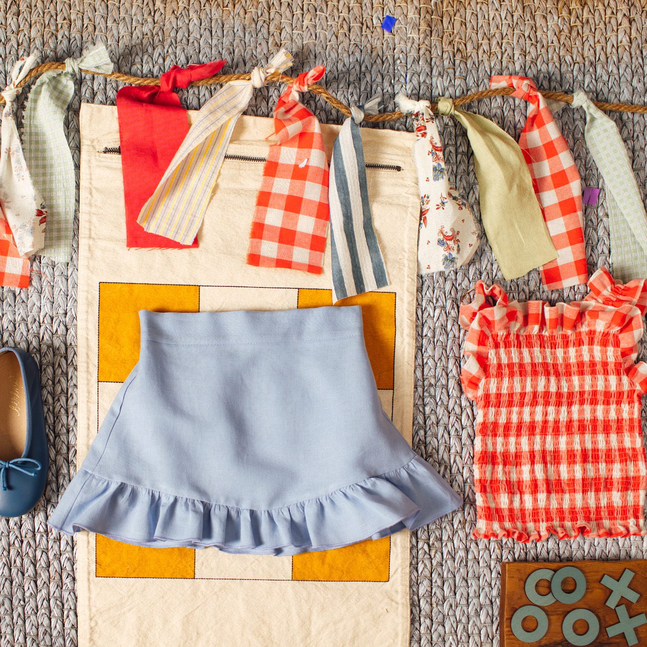 Blue Linen Mini Skirt