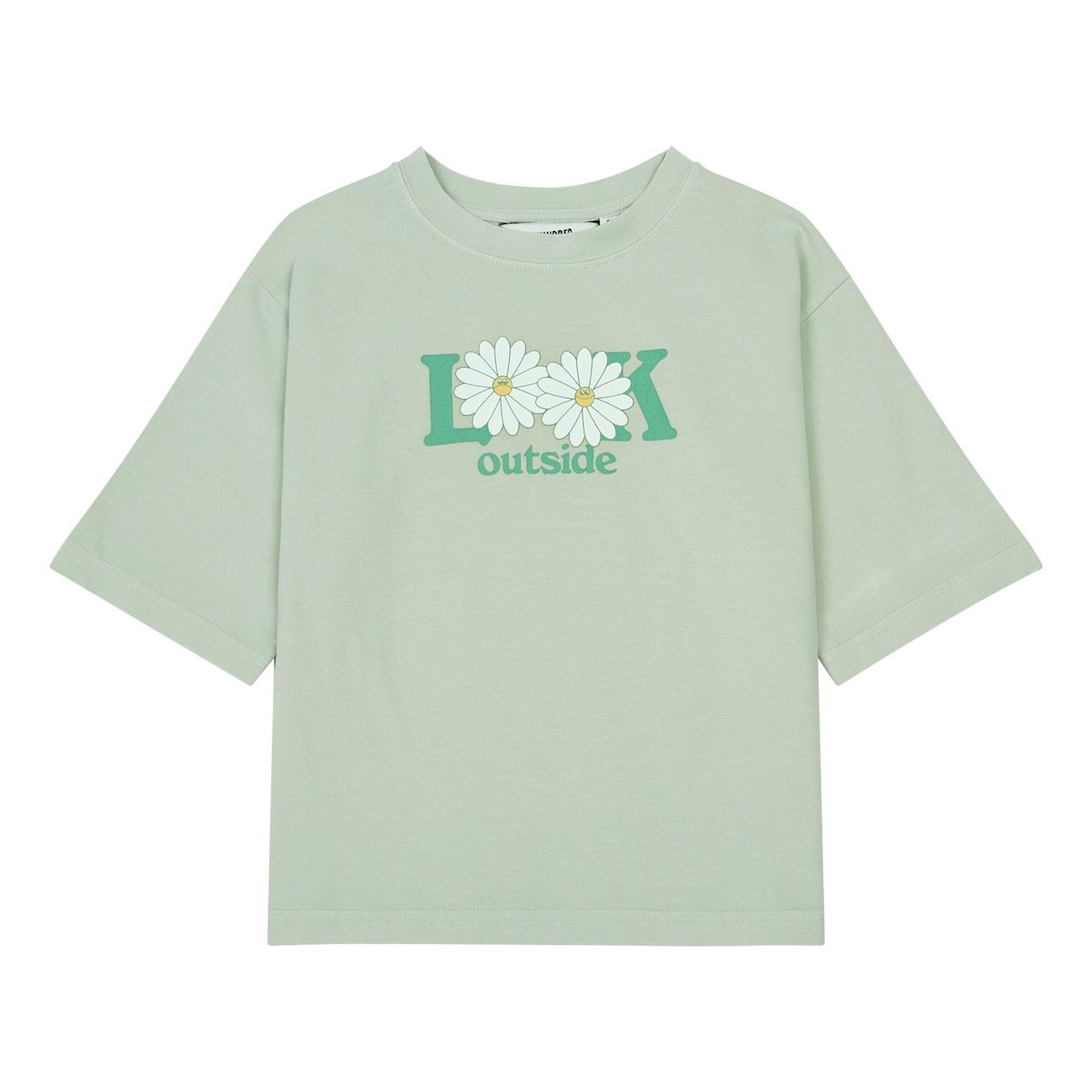 Light Jade Loose T-Shirt & Sage Denim Shorts