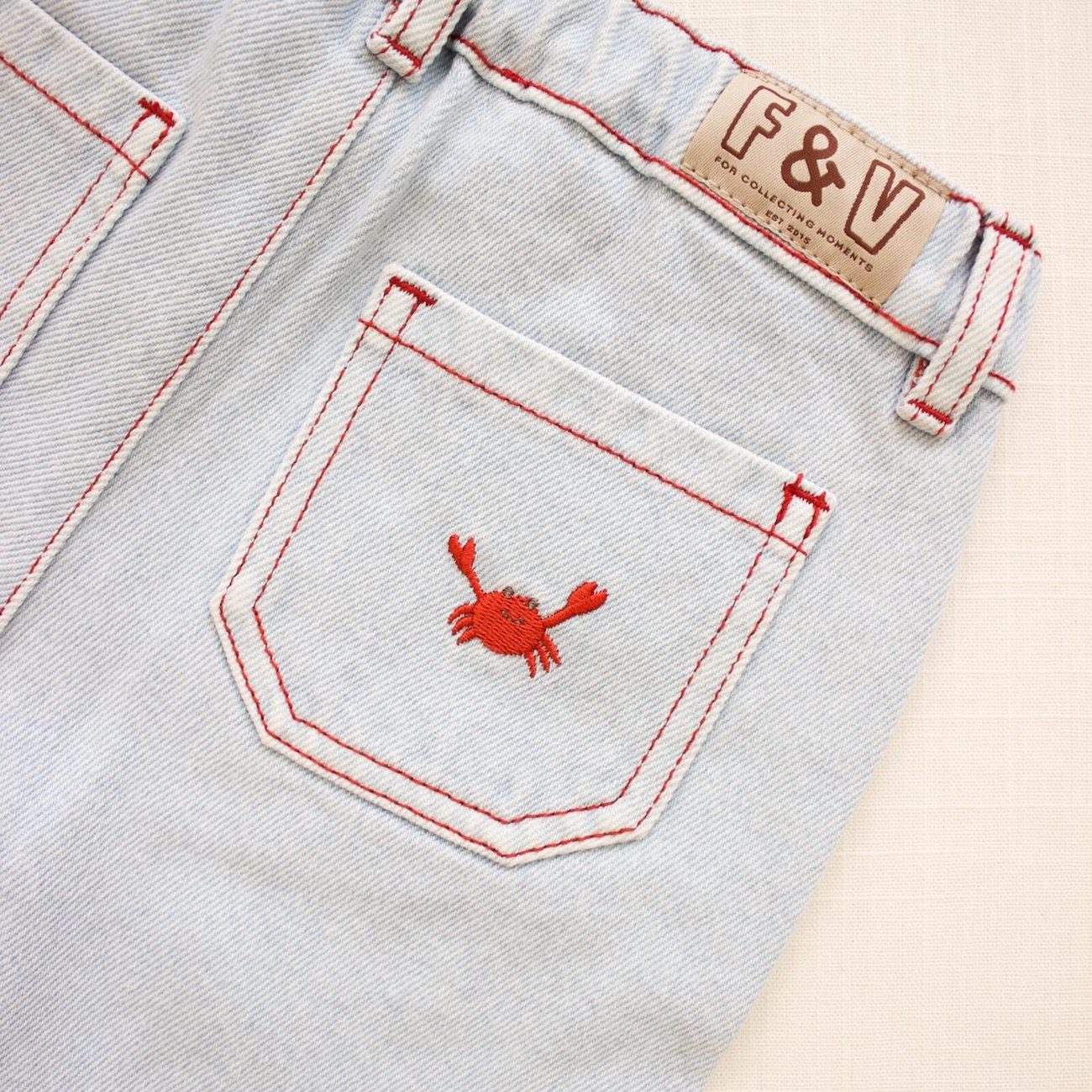 Vintage Denim Shorts | Light Wash W/ Crab